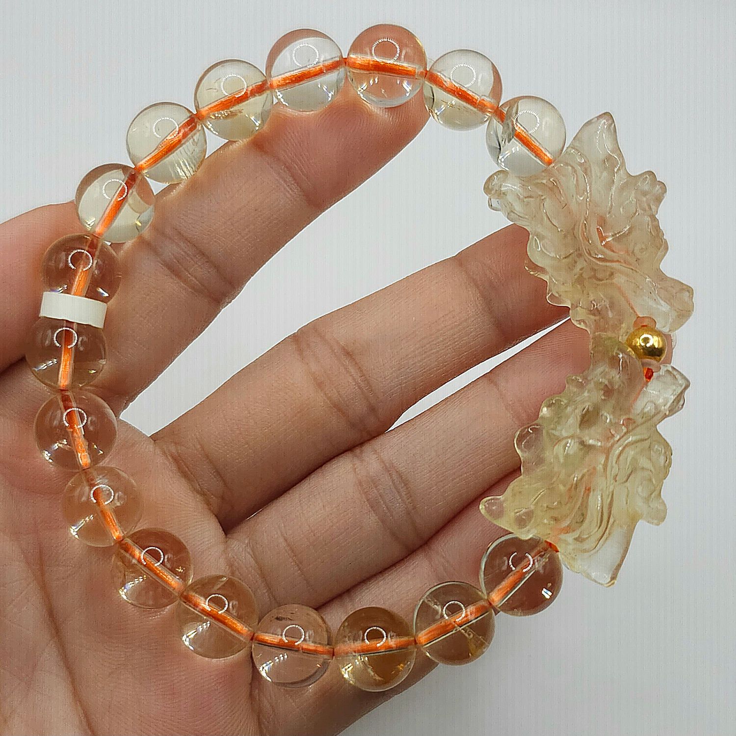 Natural Citrine with Double Dragon - 18K