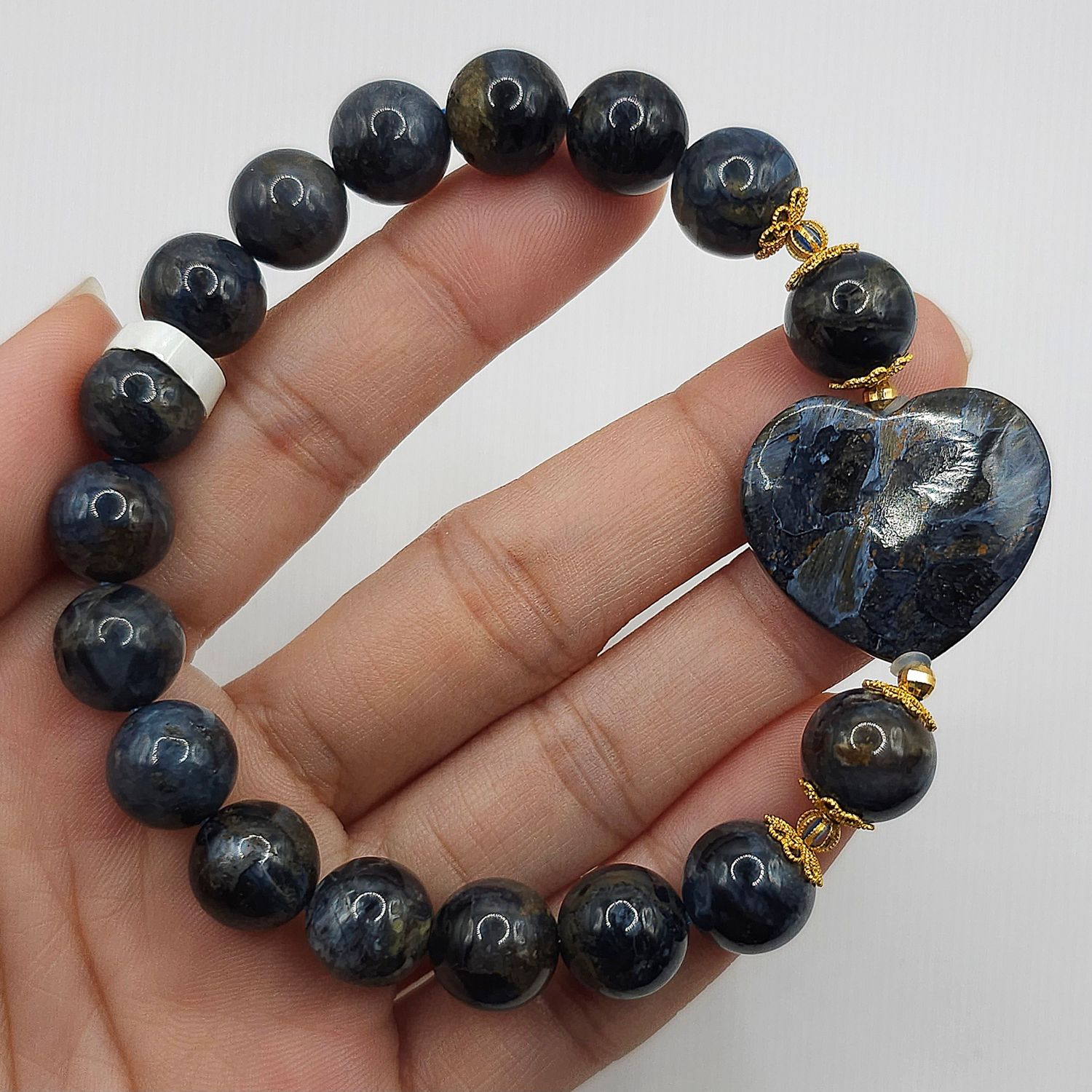Natural Pietersite with Heart - 18K
