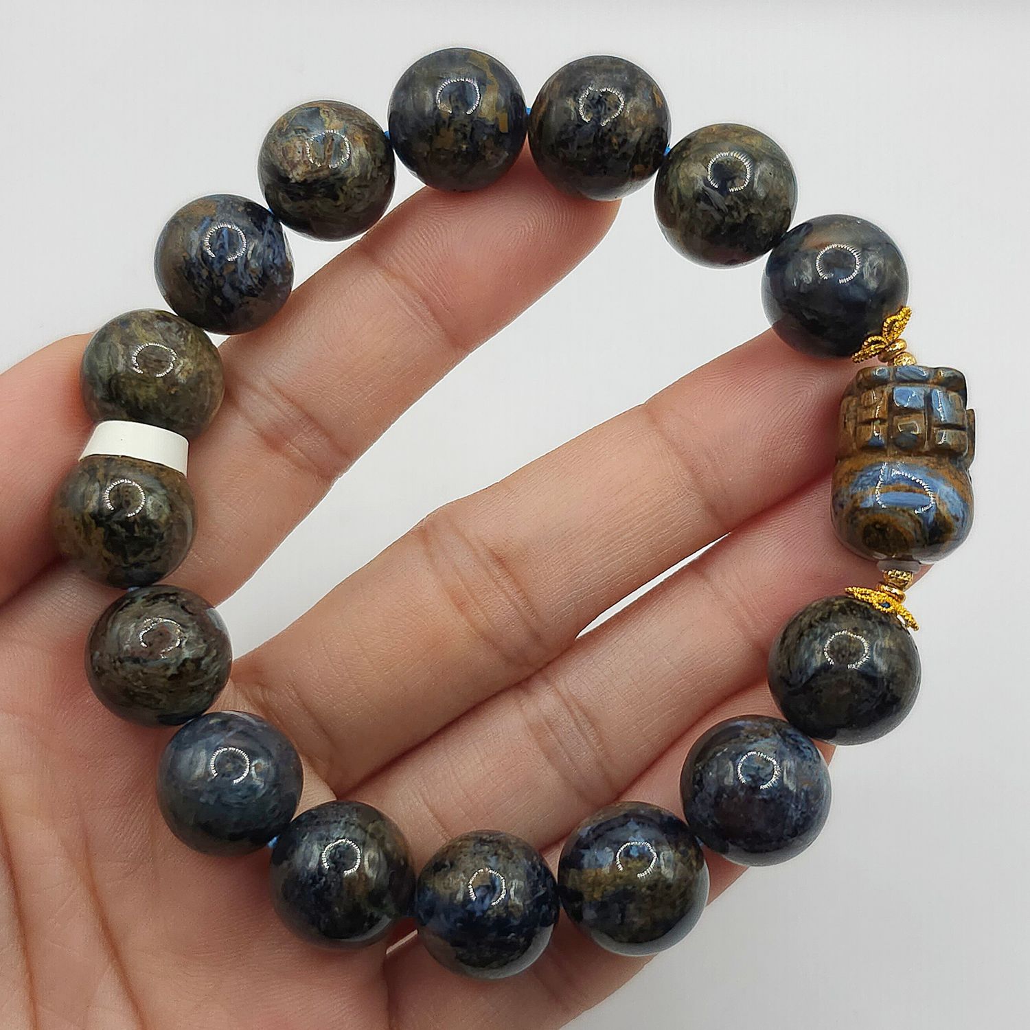 Natural Pietersite with Pixiu - 18K