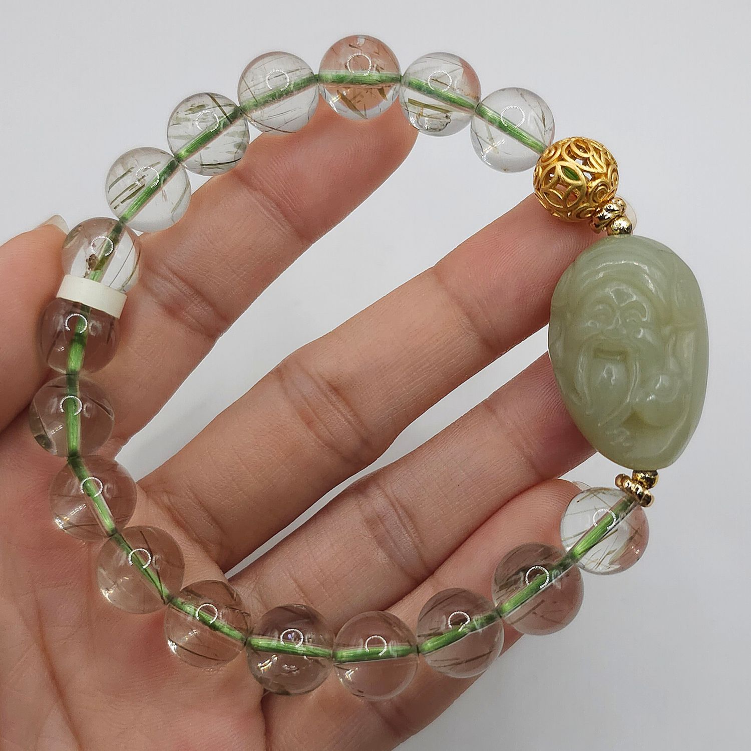 Natural Green Ruti with God Of Wealth
