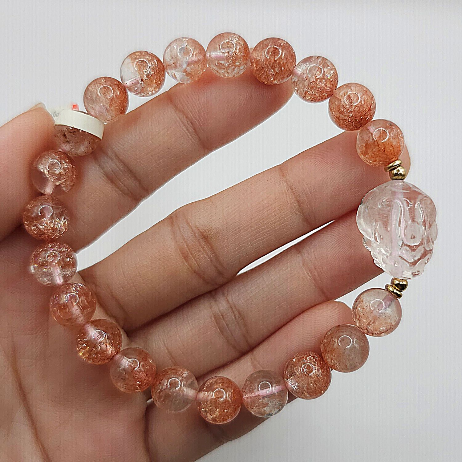 Natural Crackle Clear Quartz with Dragon Pixiu