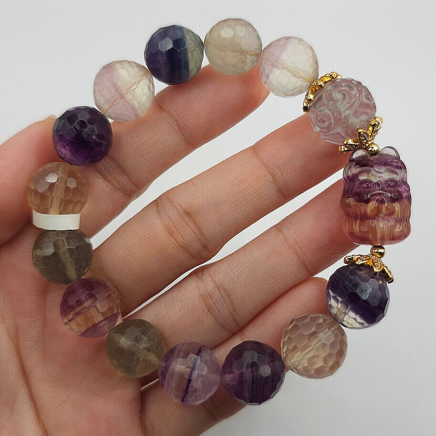 Natural Flourite with 9 Tail Fox Princess