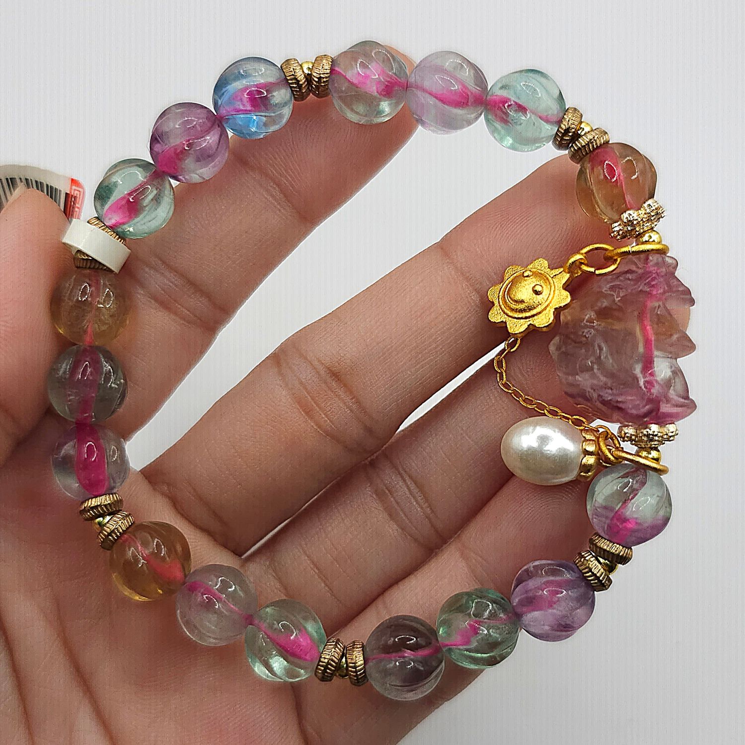 Natural Flourite with 9 Tail Fox