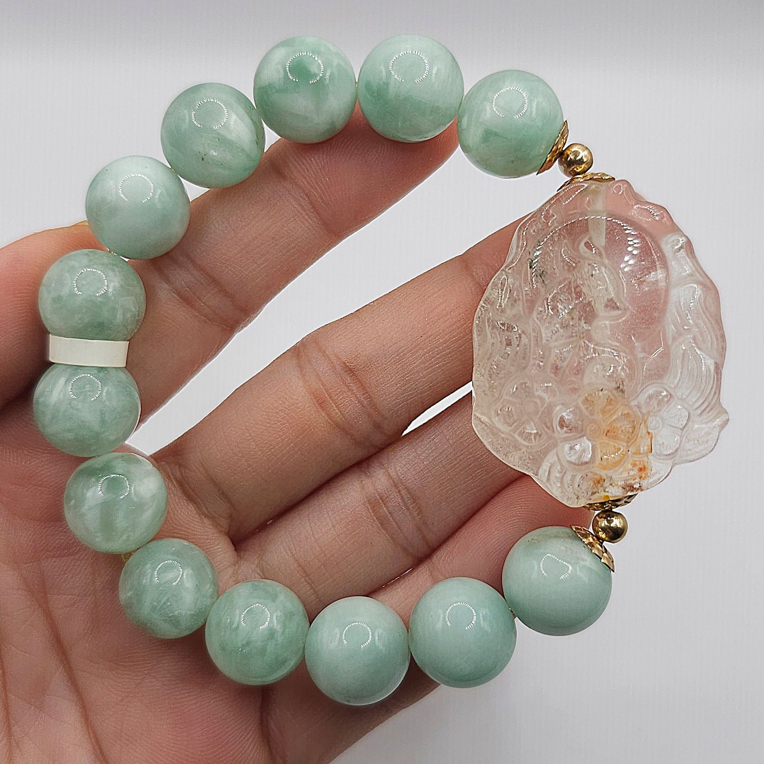 Natural Emerald Quartz with Clear Quartz 9 Tail Fox