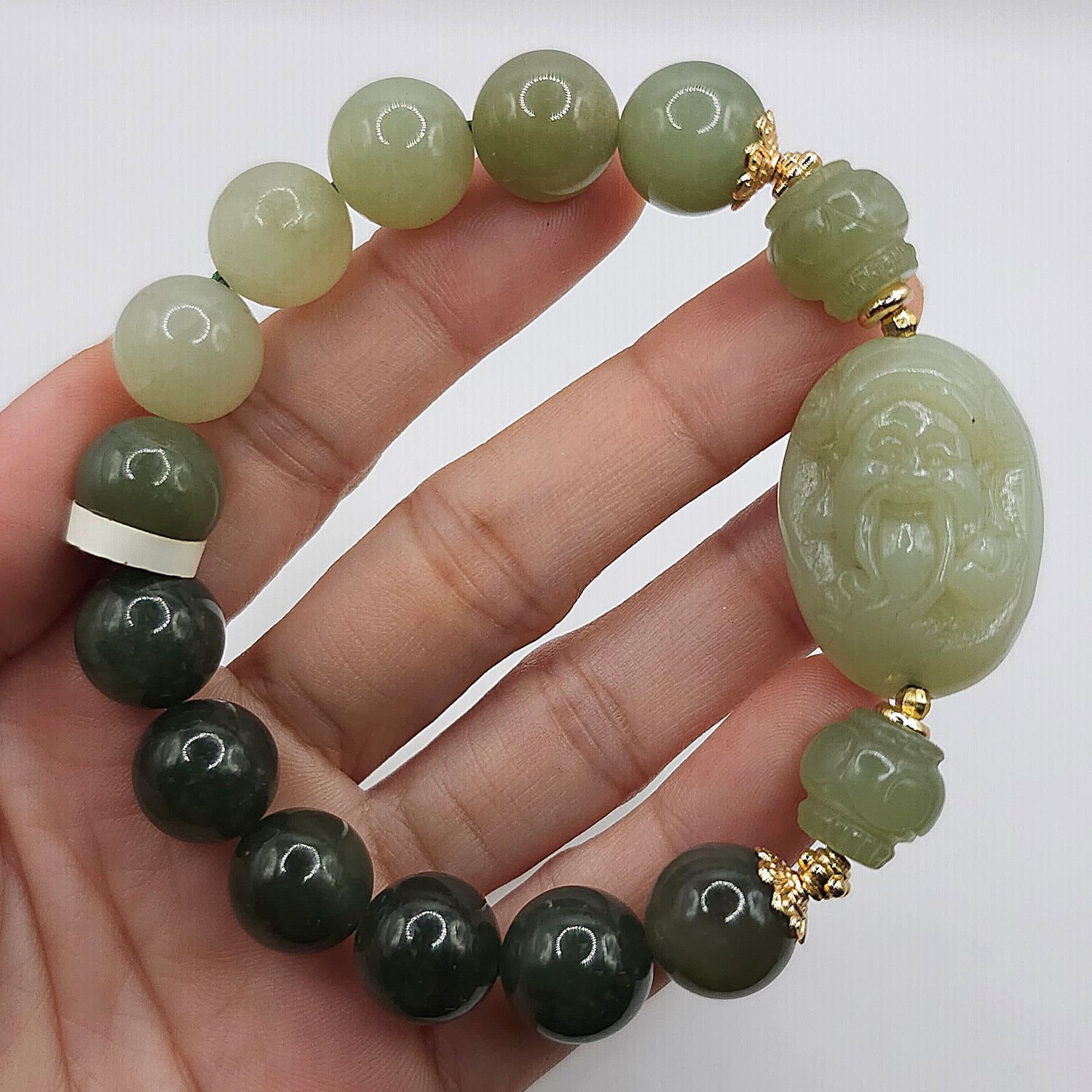 Natural Hetian Jade with God of Wealth &amp; Lantern