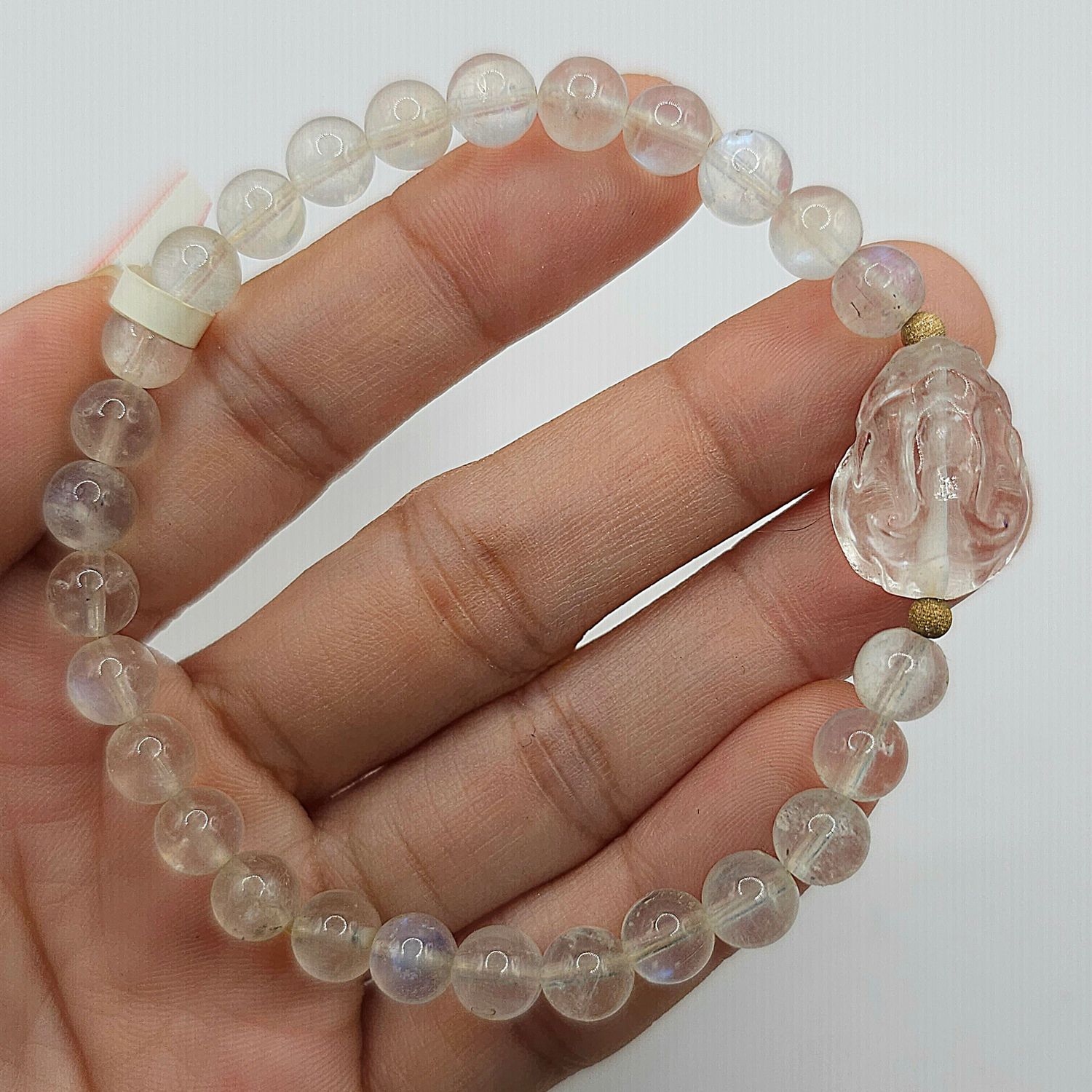 Natural Blue Moonstone x Clear Dragon Pixiu