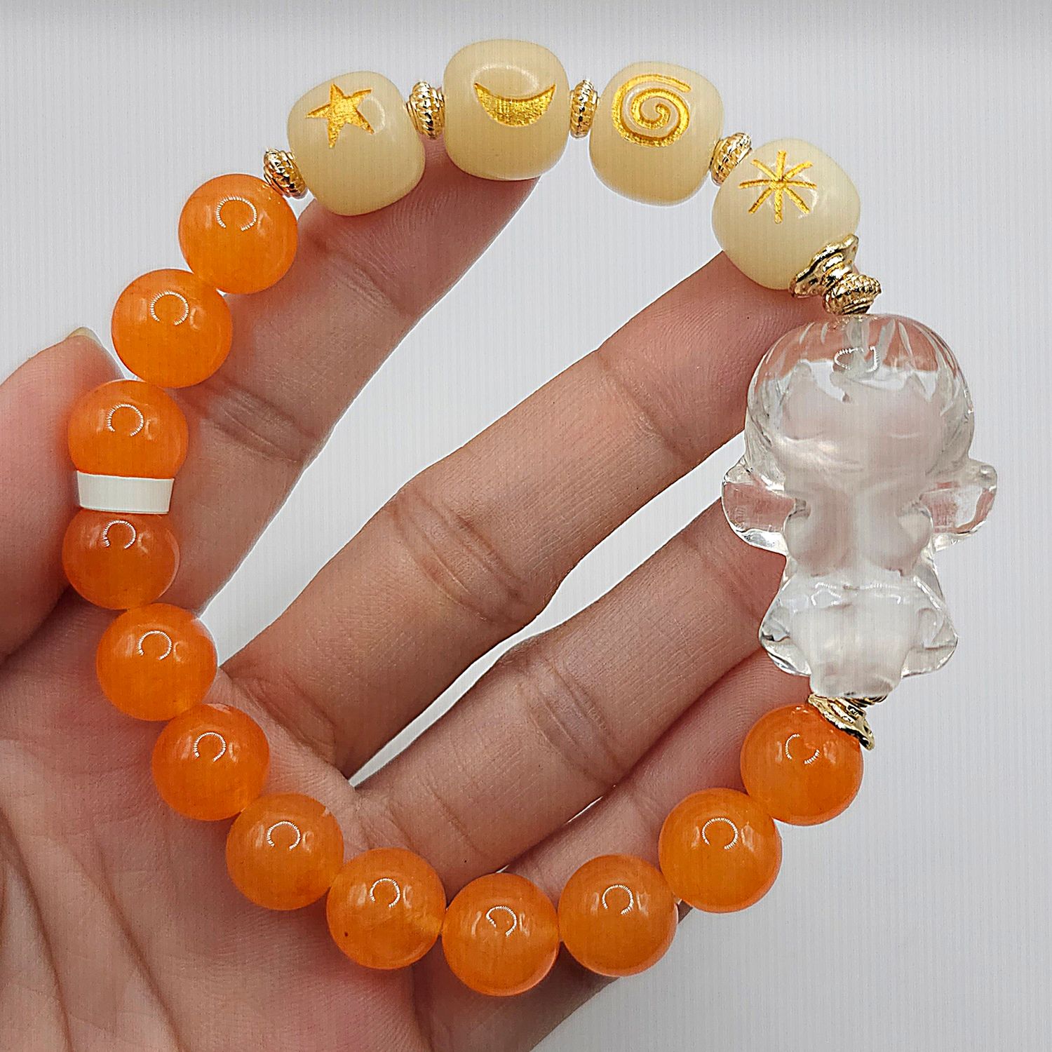 Natural Chalcedony x Clear Quartz Angel
