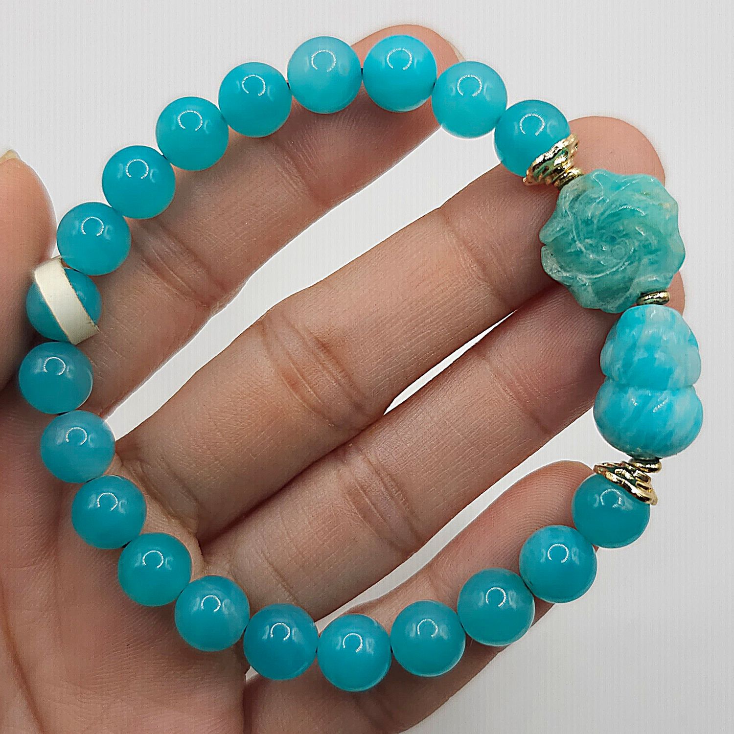 Natural Amazonite with Pixiu &amp; Flower