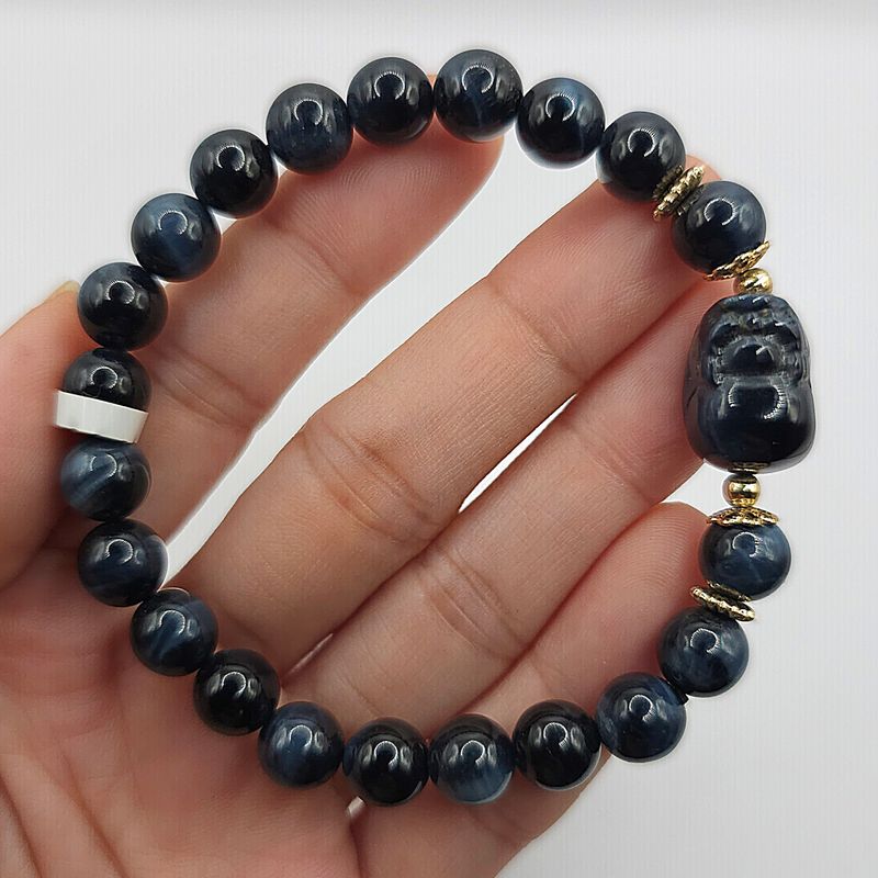 Natutal Blue Tiger Eye with Pixiu