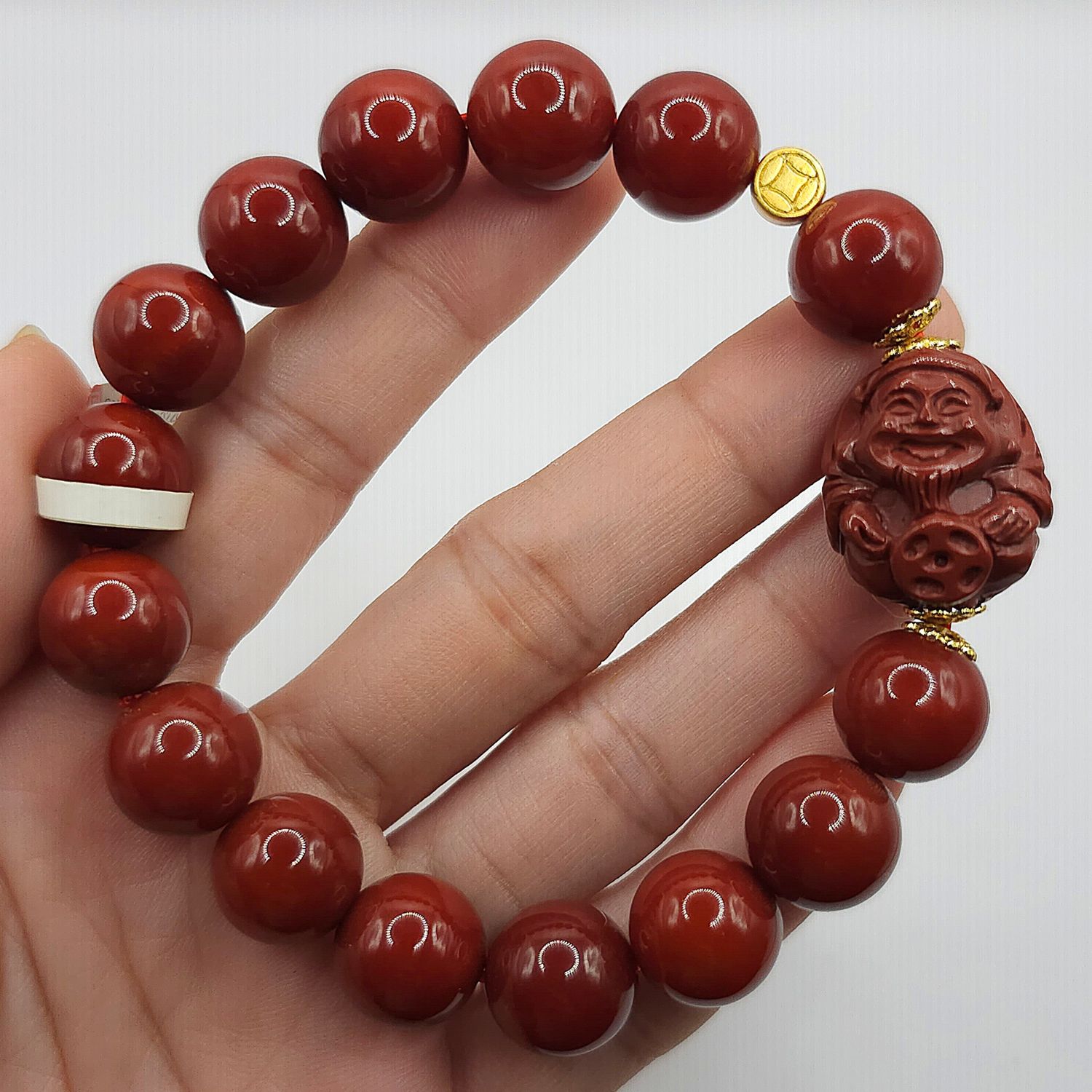 Natural Southern Red Agate with Buddha Money Coin