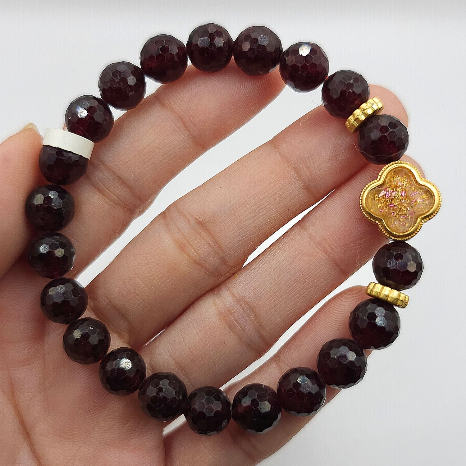 Natural Garnet with Clover