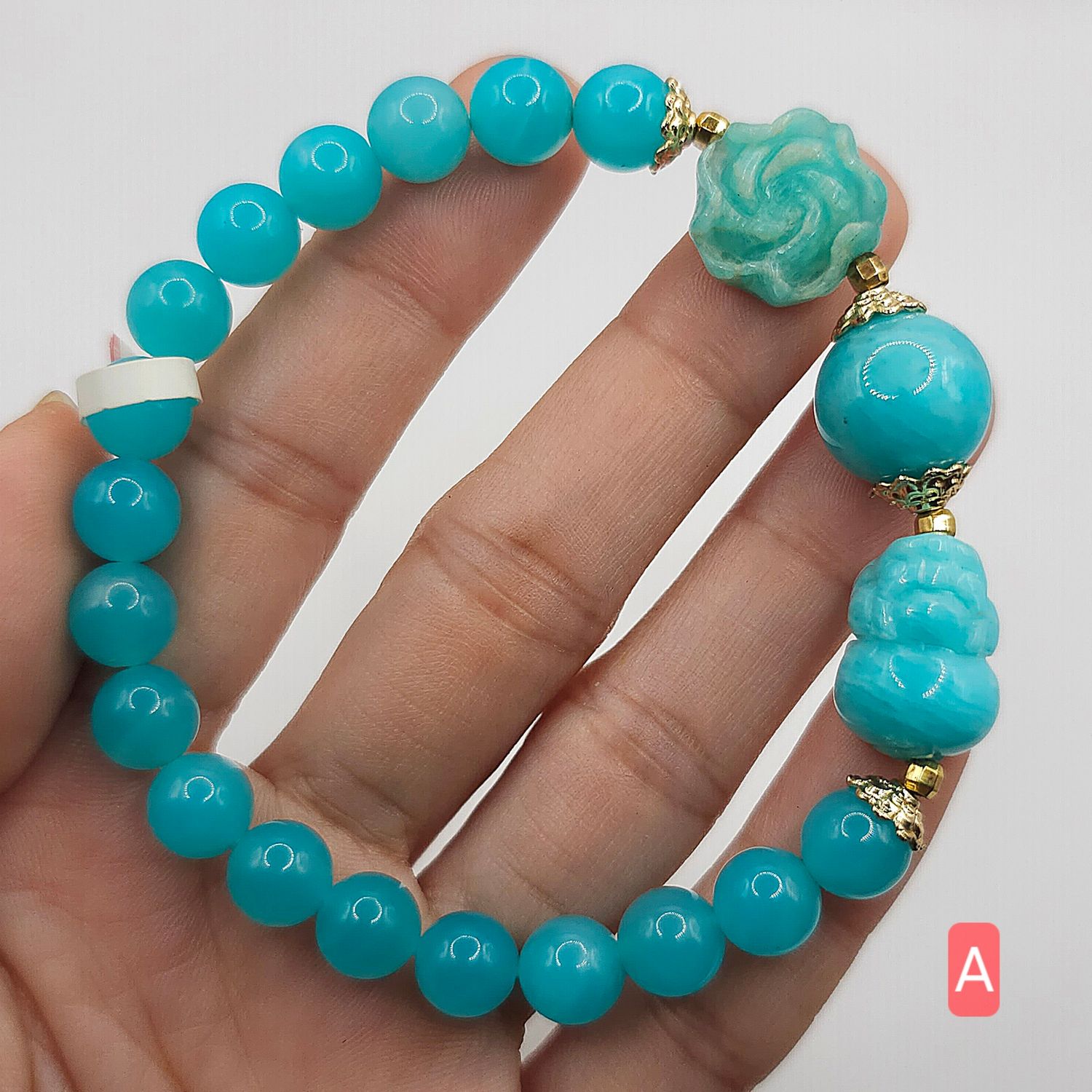 Natural Amazonite with Pixiu &amp; Flower