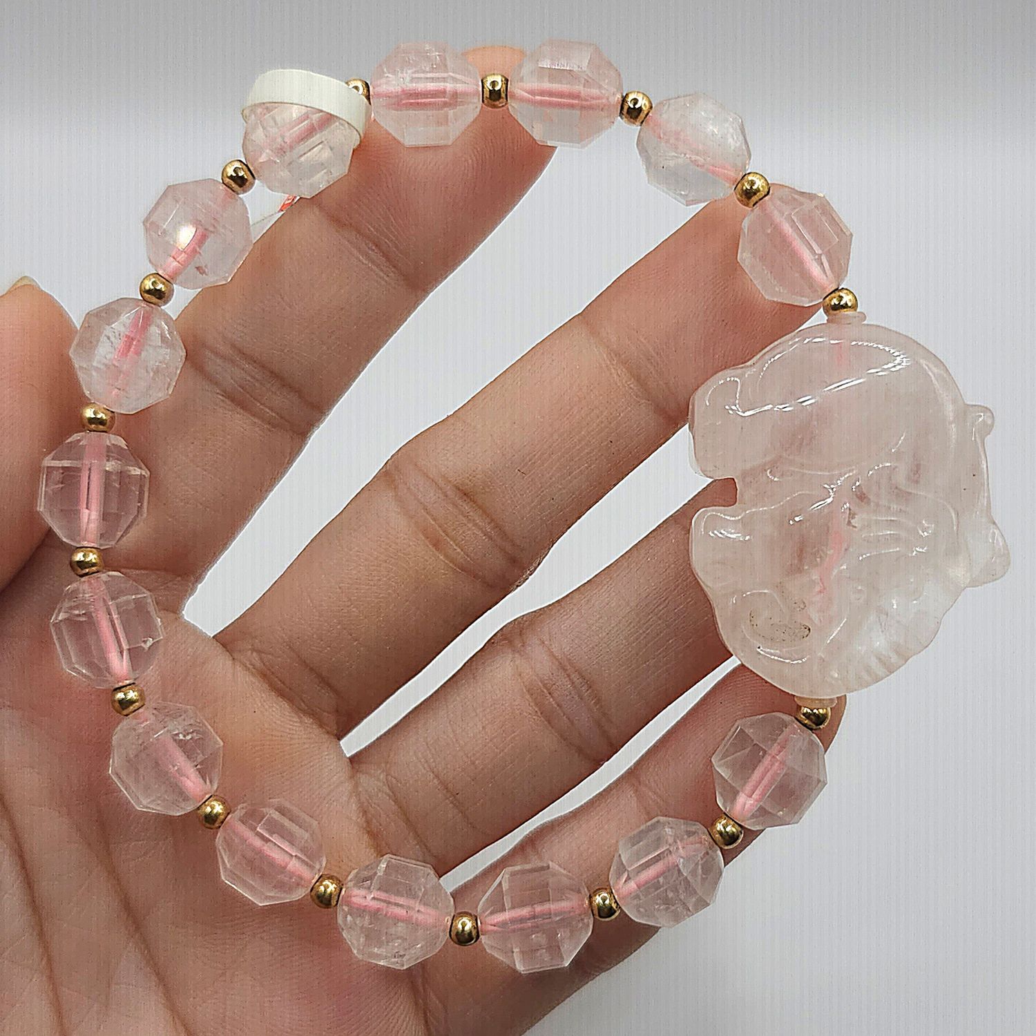 Natural Rose Quartz with Elephant