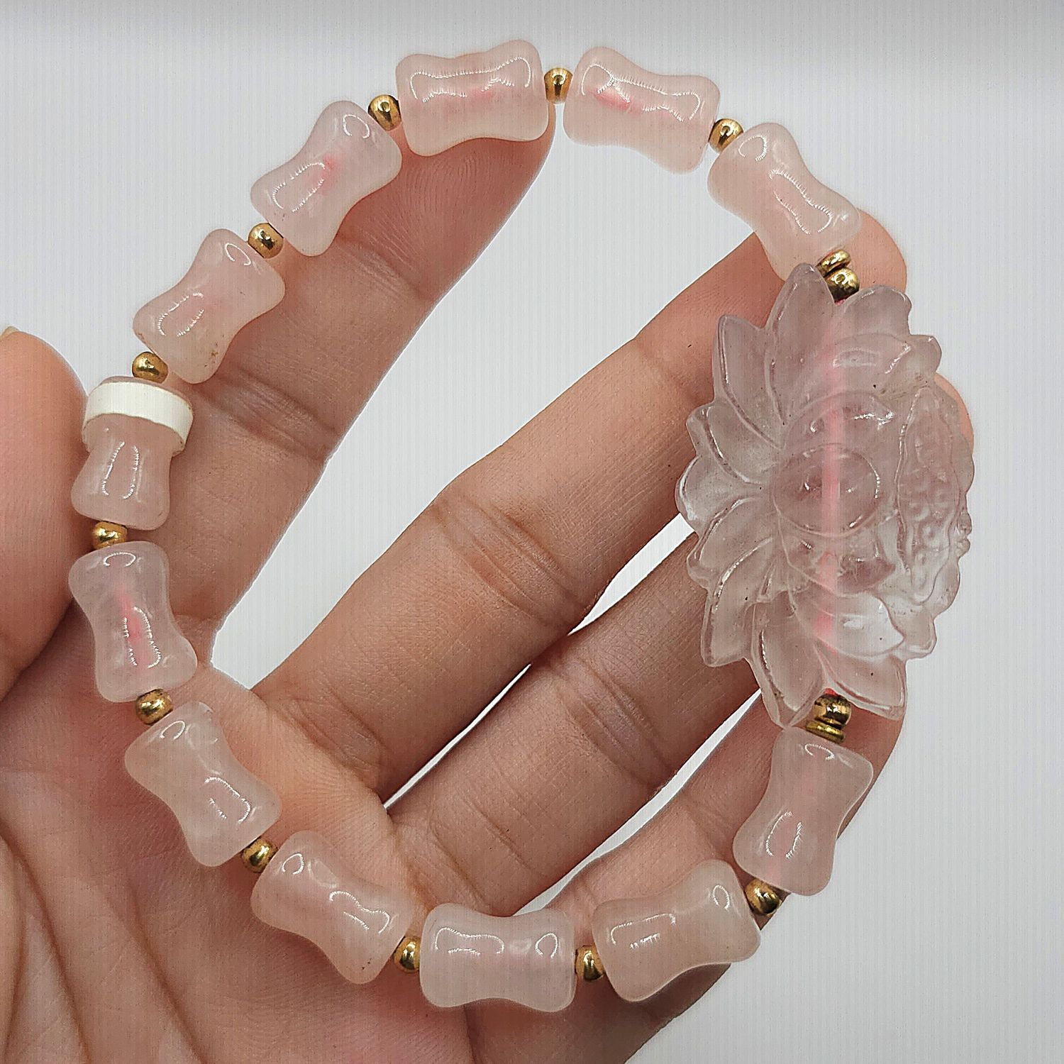Natural Madagascar Rose Quartz with Lotus