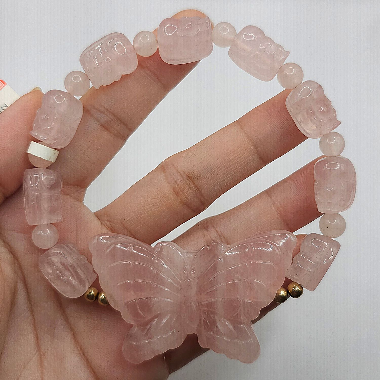Natural Rose Quartz Pixiu with Butterfly