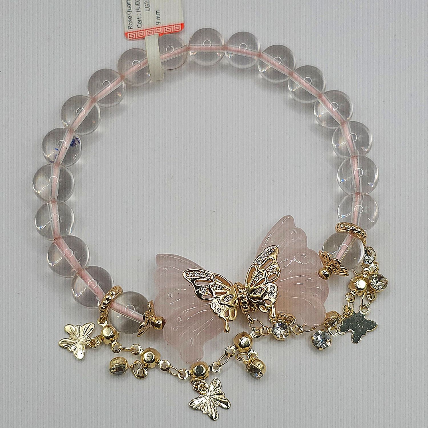 Natural Rose Quartz with Butterfly
