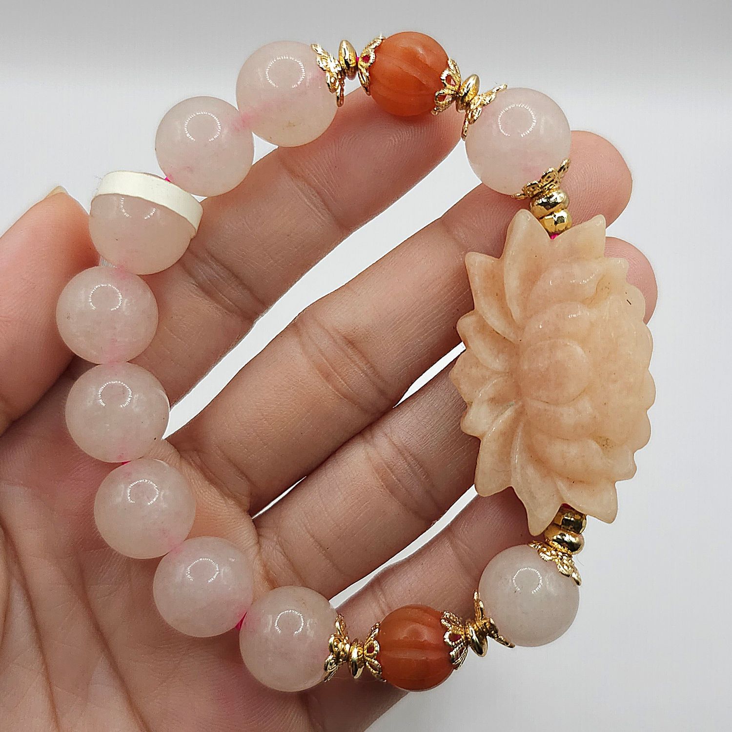 Natural Rose Quartz with Lotus