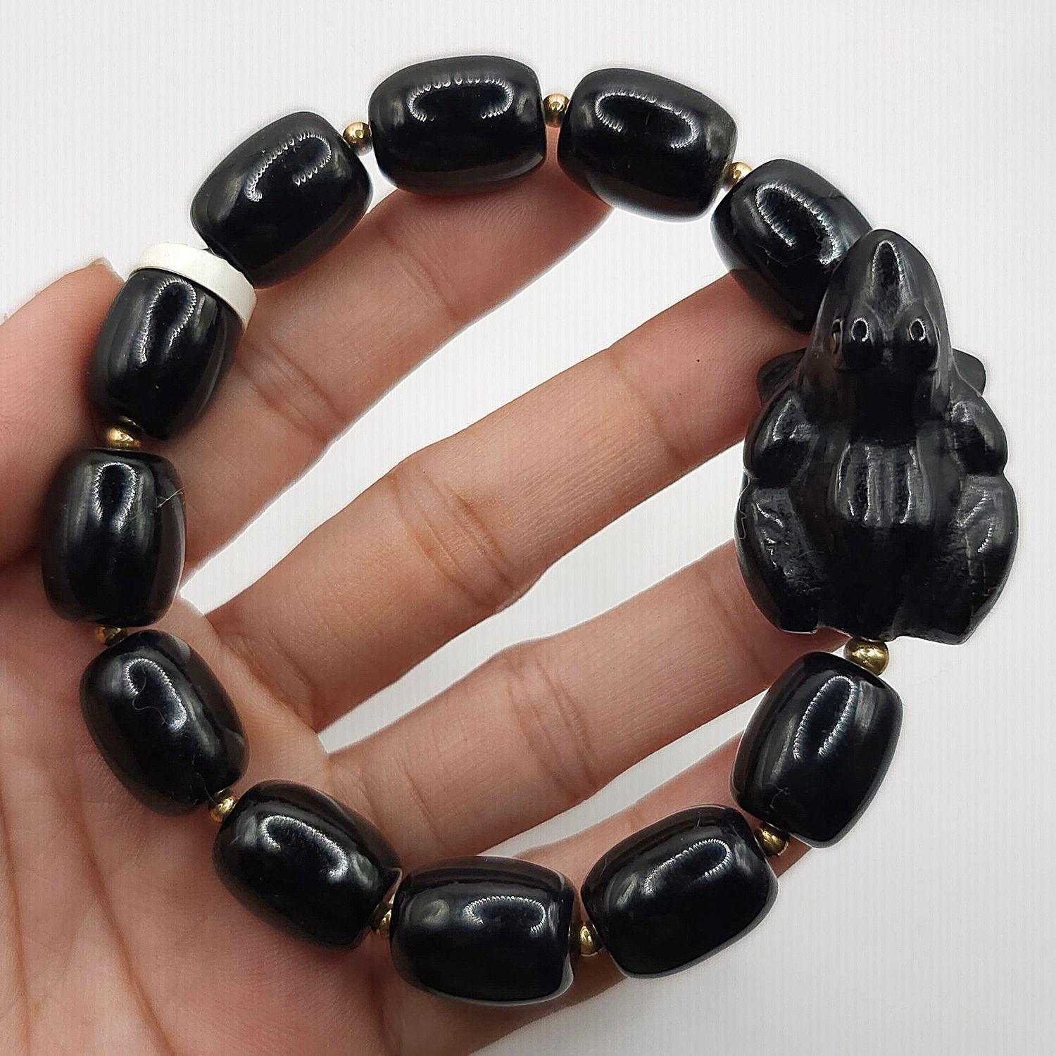 Natural Black Onyx with Frog