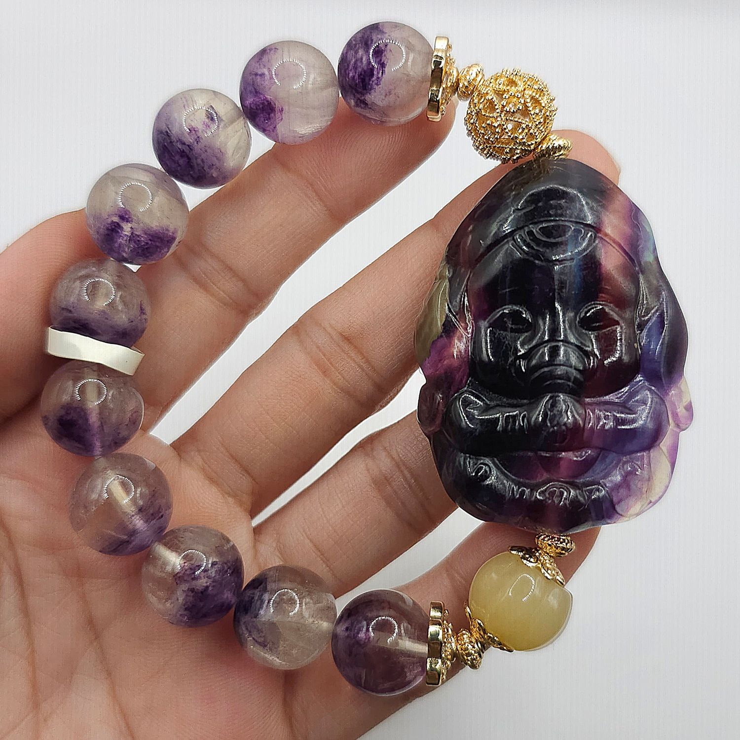 Natural Flourite with Ganesha