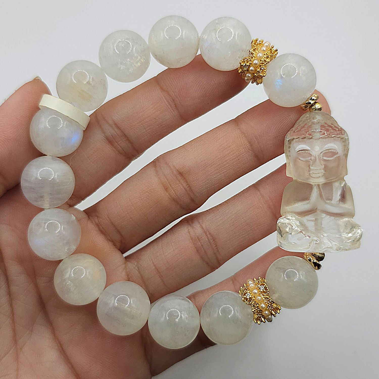 Natural Blue Moonstone with Buddha