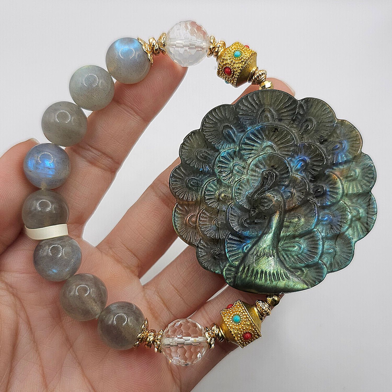 Natural Labradorite with Peacock