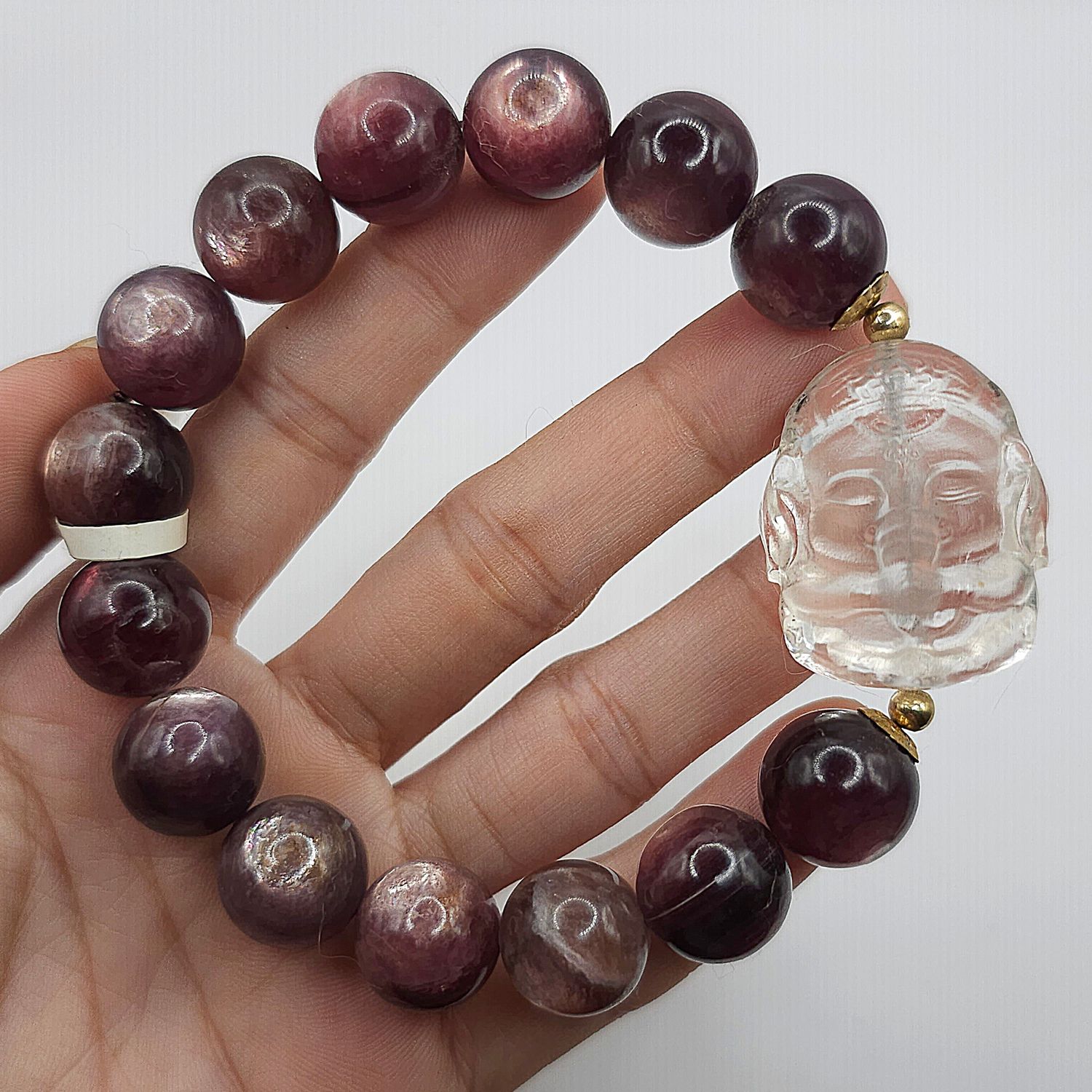 Natural Lepidolite Purple Mica x Clear Quartz Ganesha