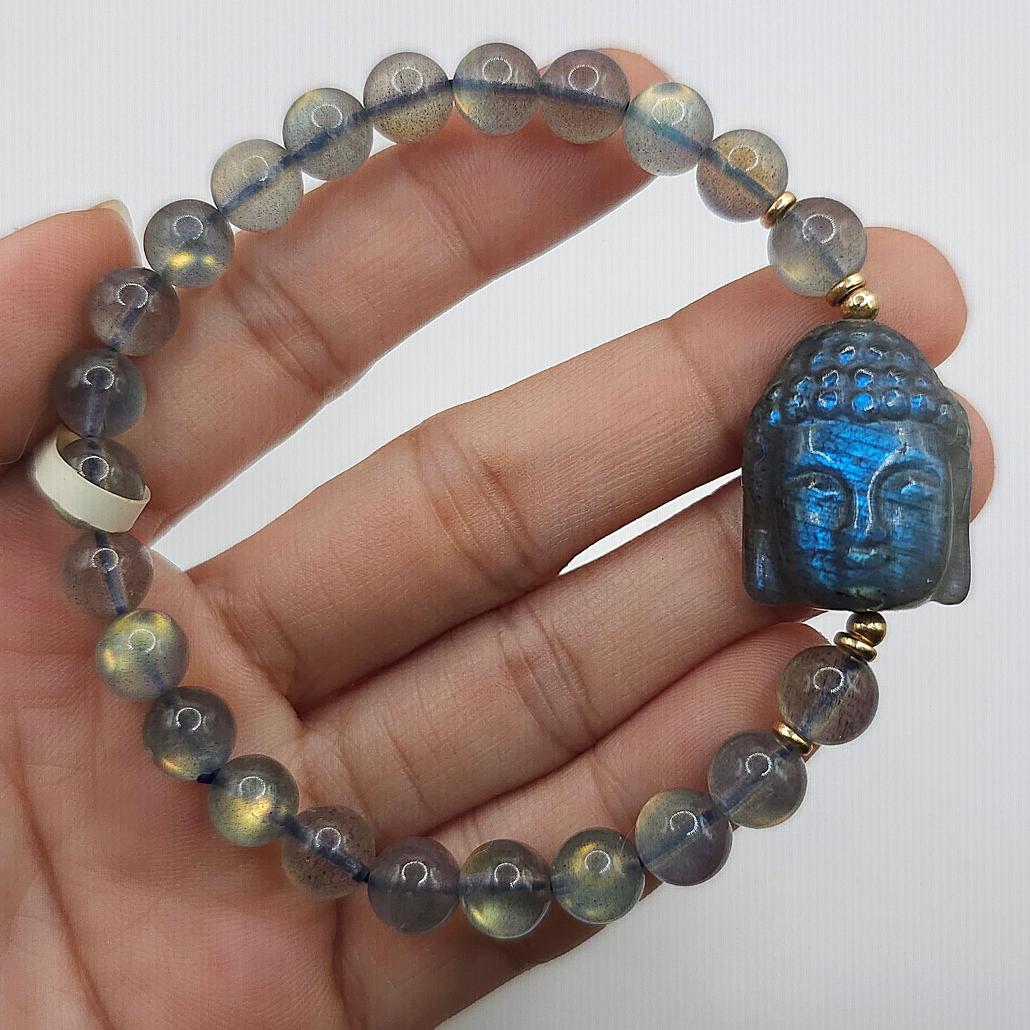 Natural Grey Moonstone with Buddha