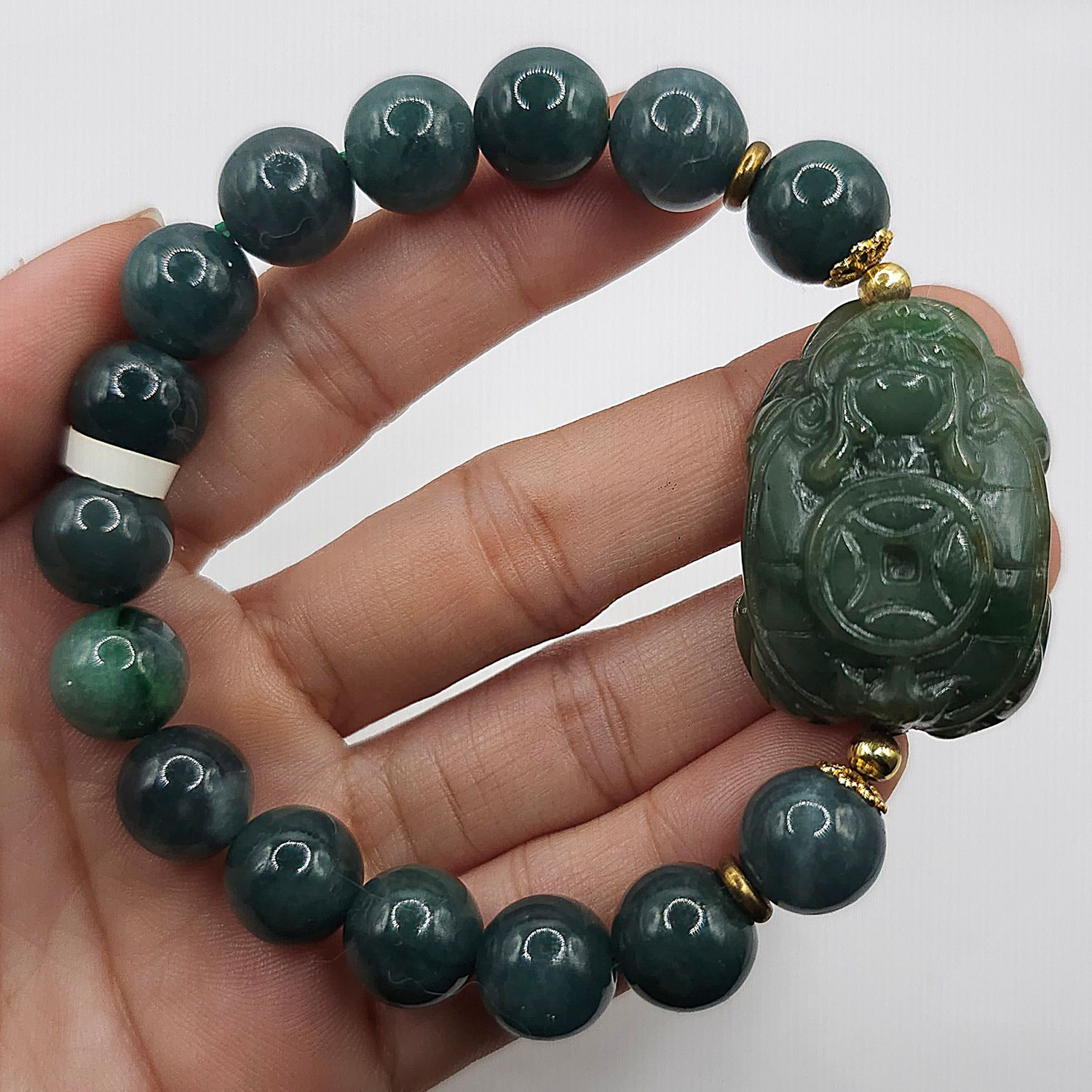 Natural Emerald Jade with Dragon Pixiu 