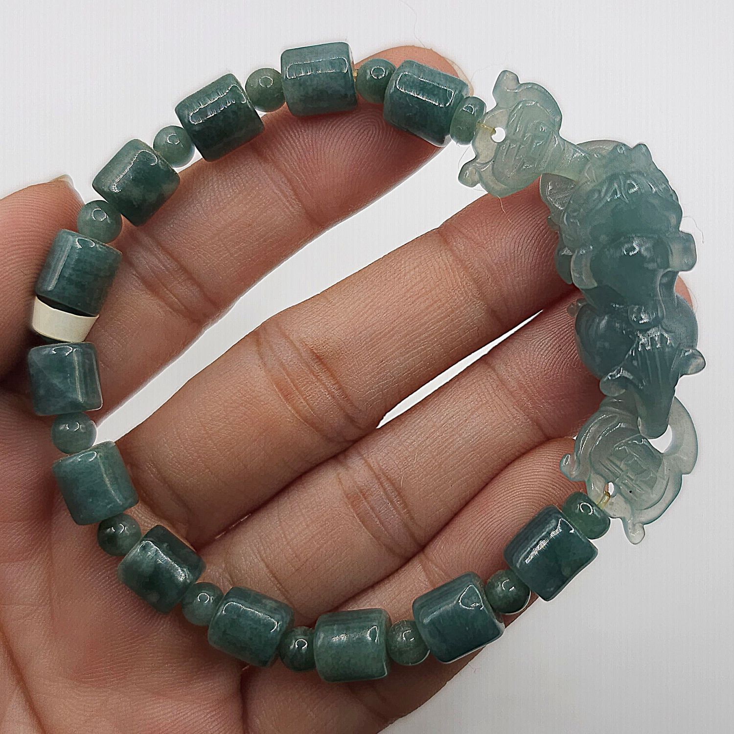 Natural Blue Water Pixiu with Ruyi