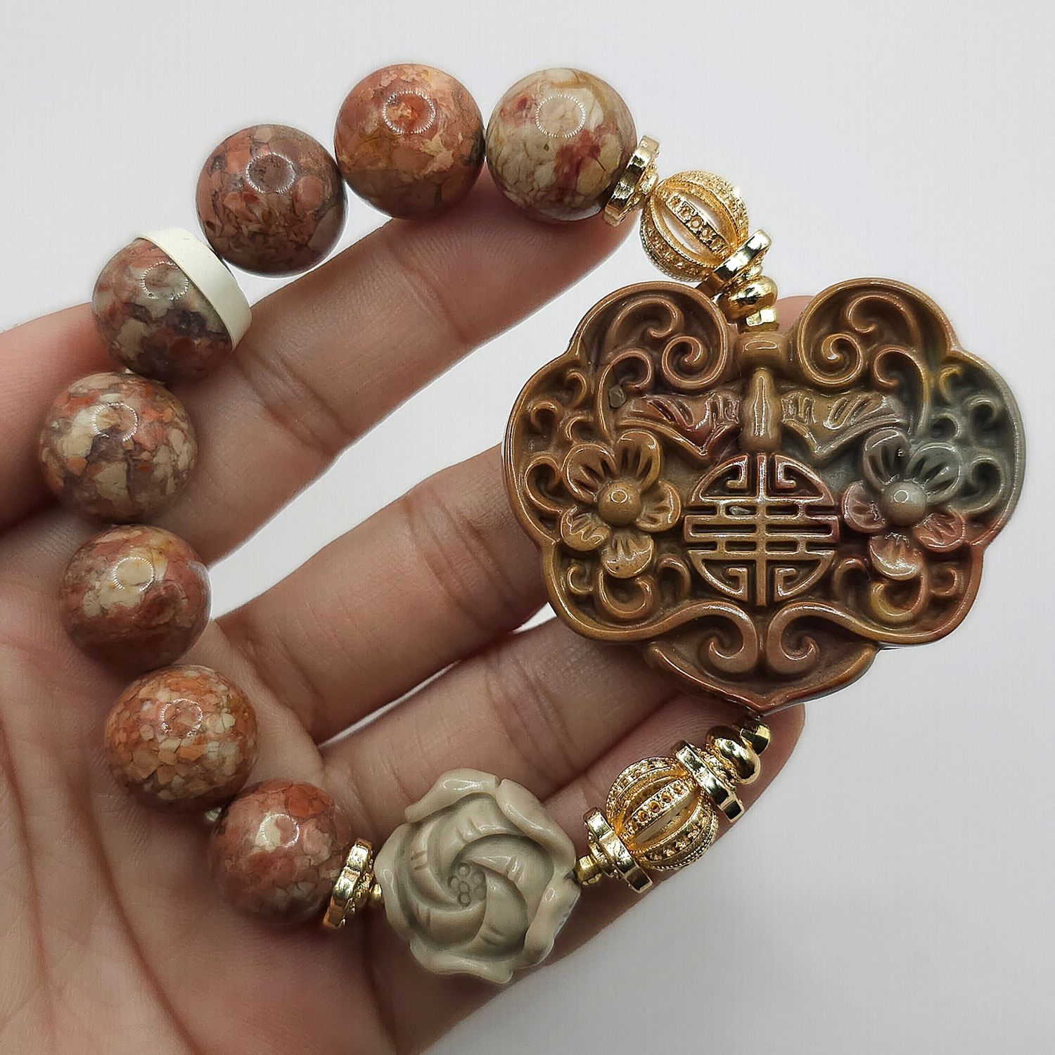 Natural Alashan Agate with Ruyi