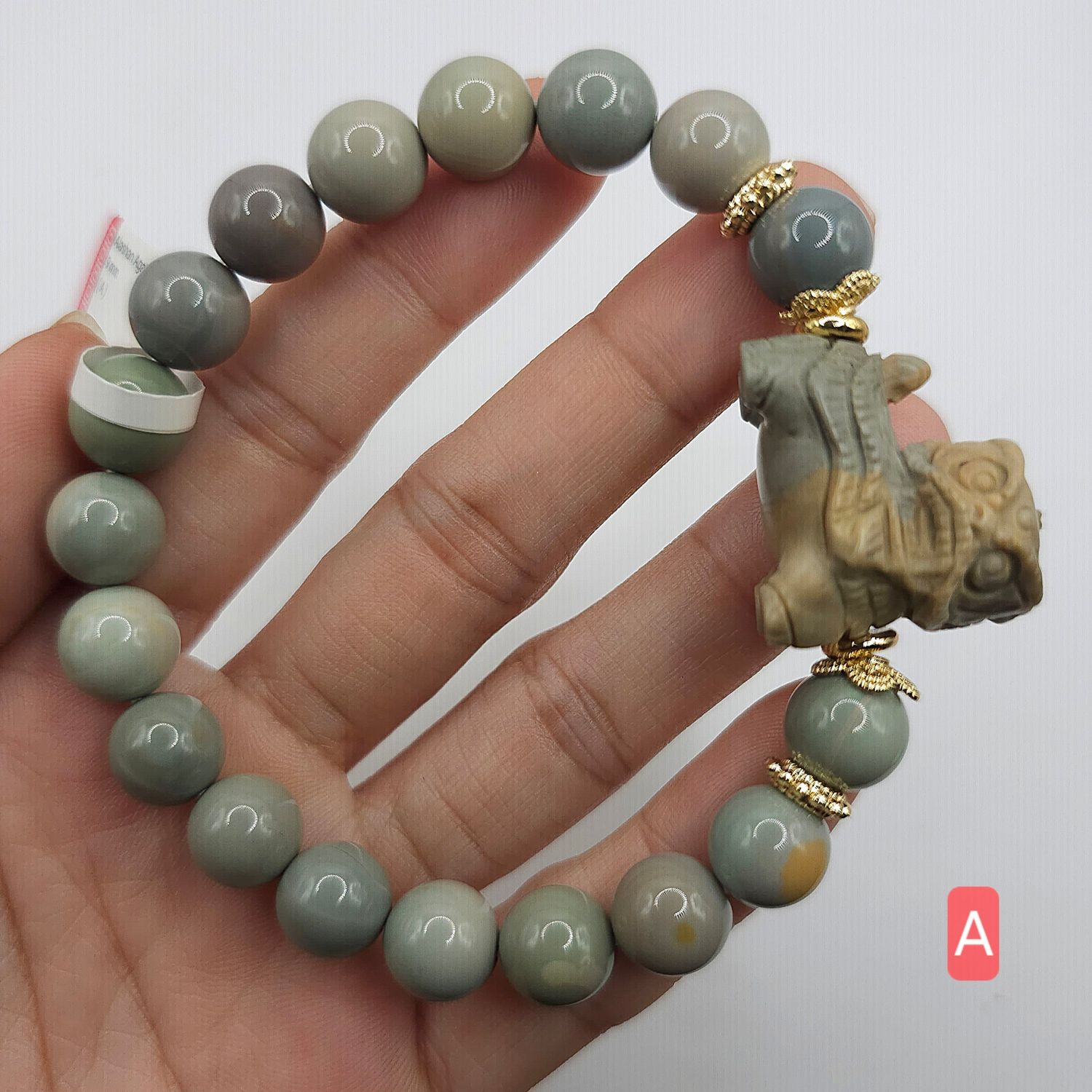 Natural Alashan Agate with Chinese Lion