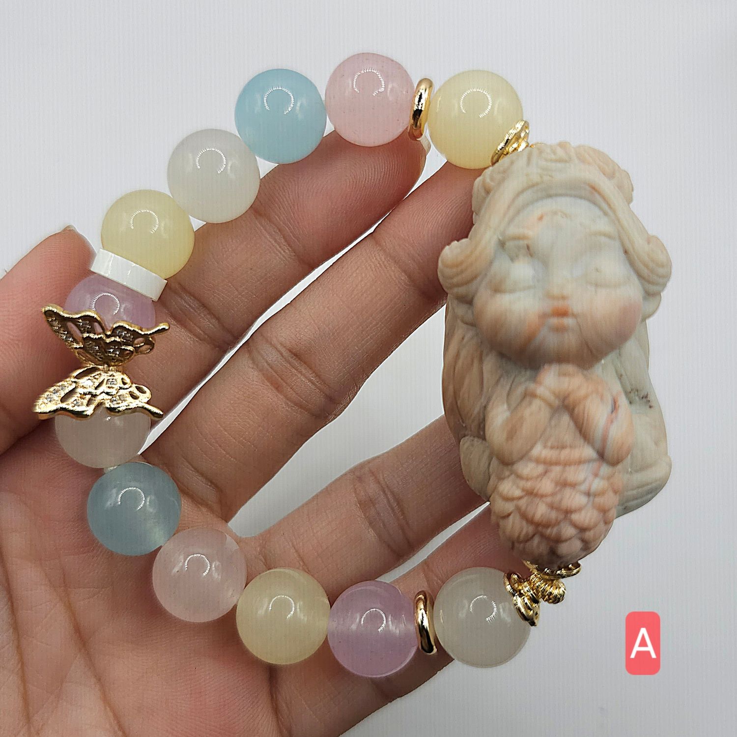 Natural Chalcedony x Alashan Agate Mermaid