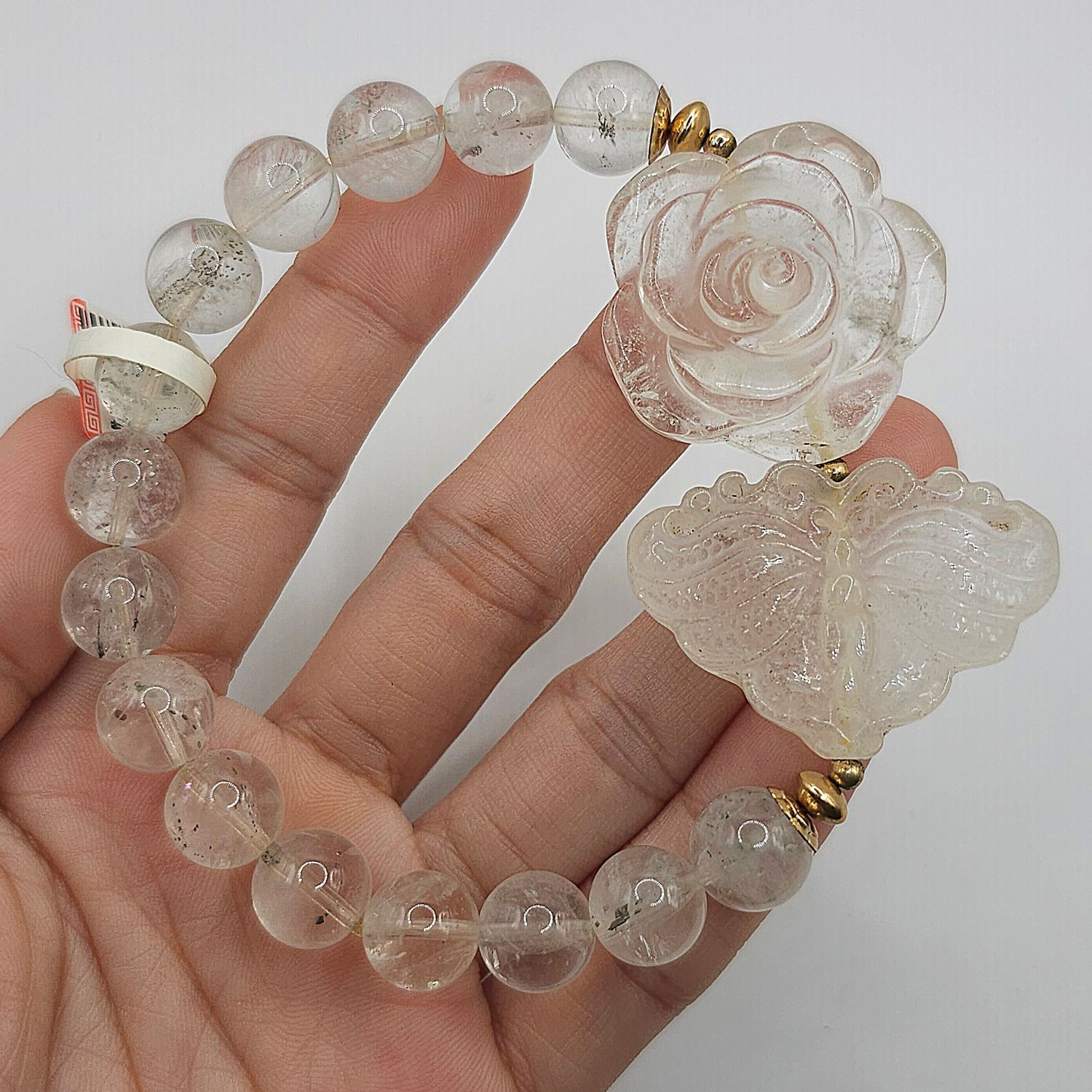 Natural Pyrite Quartz with Butterfly &amp; Flower