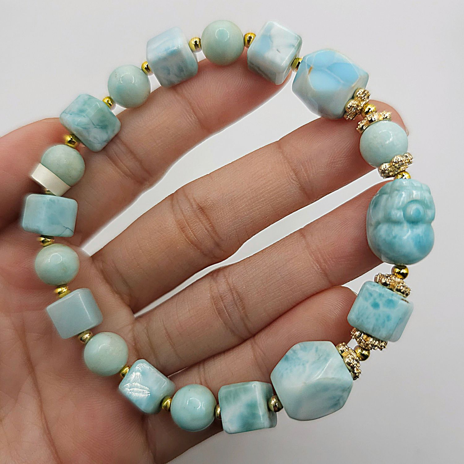 Natural Larimar with Pixiu
