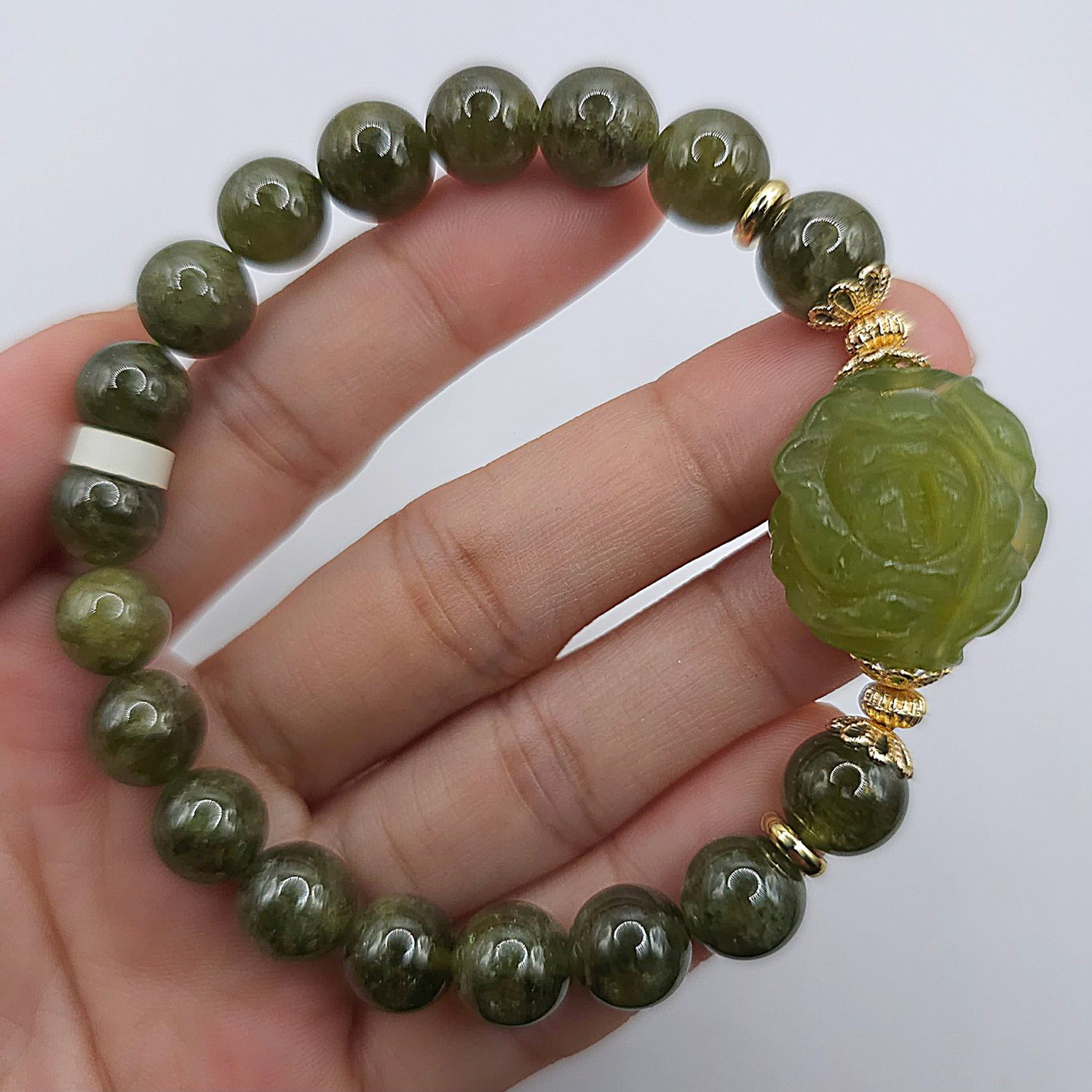 Natural Green Garnet with Flower