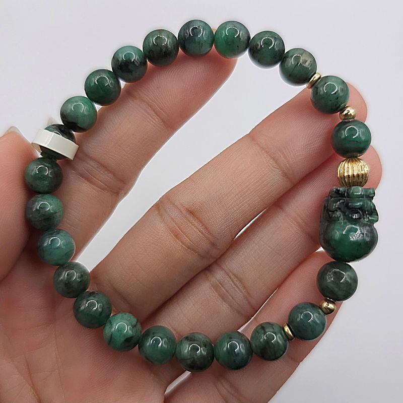 Natural Emerald with Pixiu