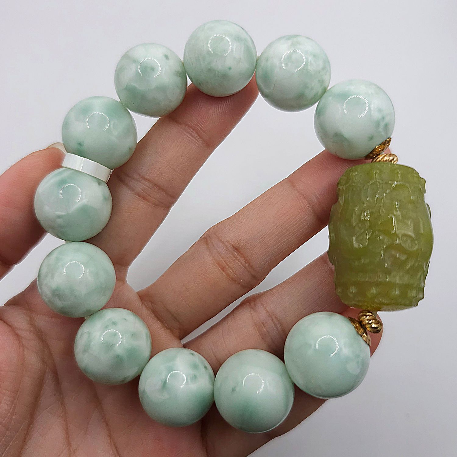 Natural Green Larimar Oversized with Phoenix