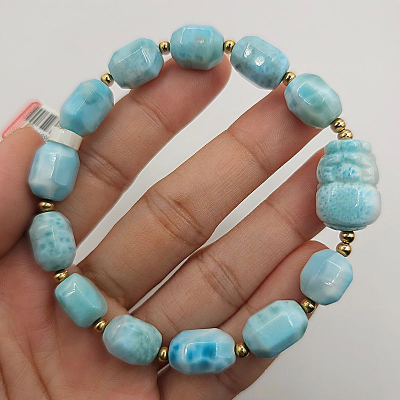 Natural Larimar with Pixiu Charm