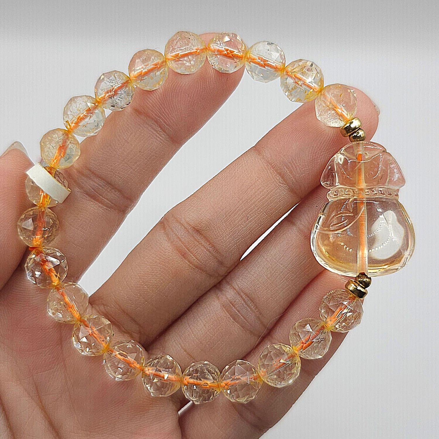 Natural Citrine with Money Bag