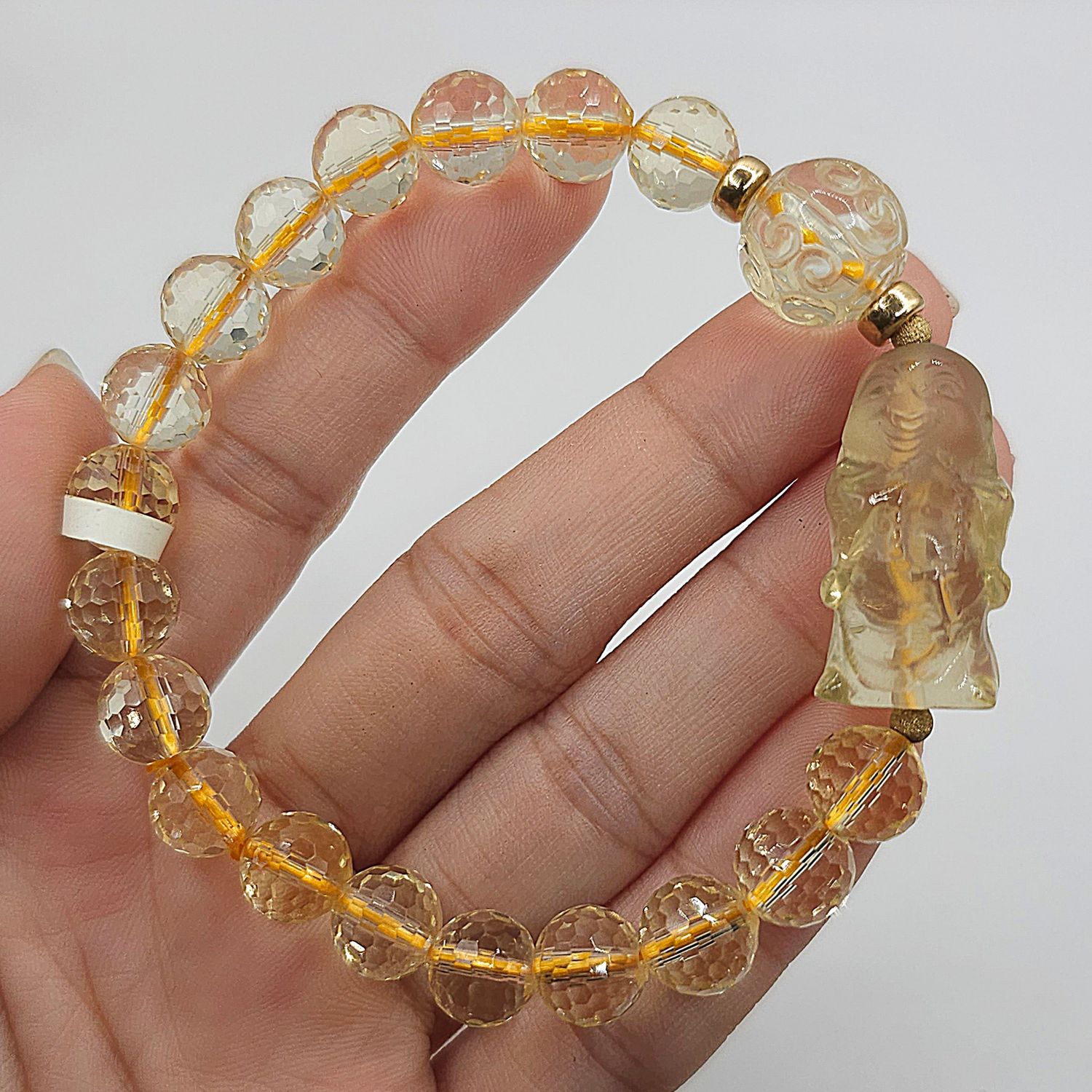 Natural Citrine with Buddha &amp; Lucky Turn