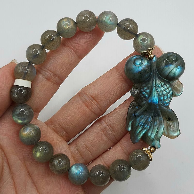 Natural Labradorite with Fish