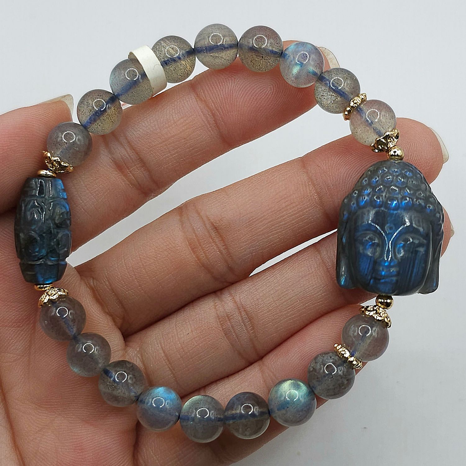 Natural Labradorite with Buddha &amp; Lucky Turn