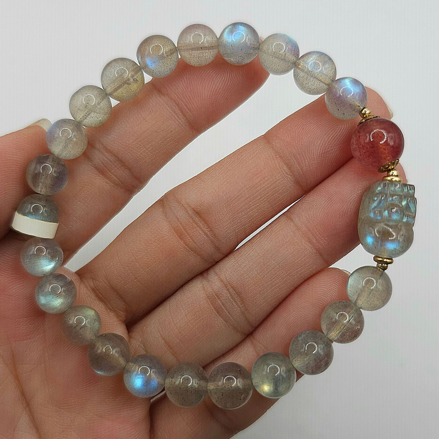 Natural Grey Moonstone with Pixiu