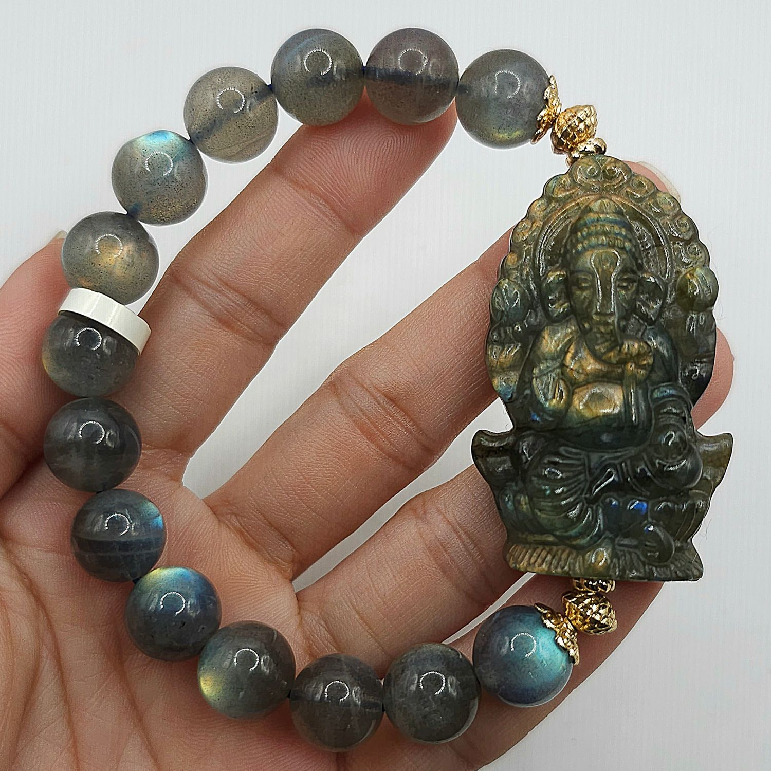 Natural Labradorite with Ganesha