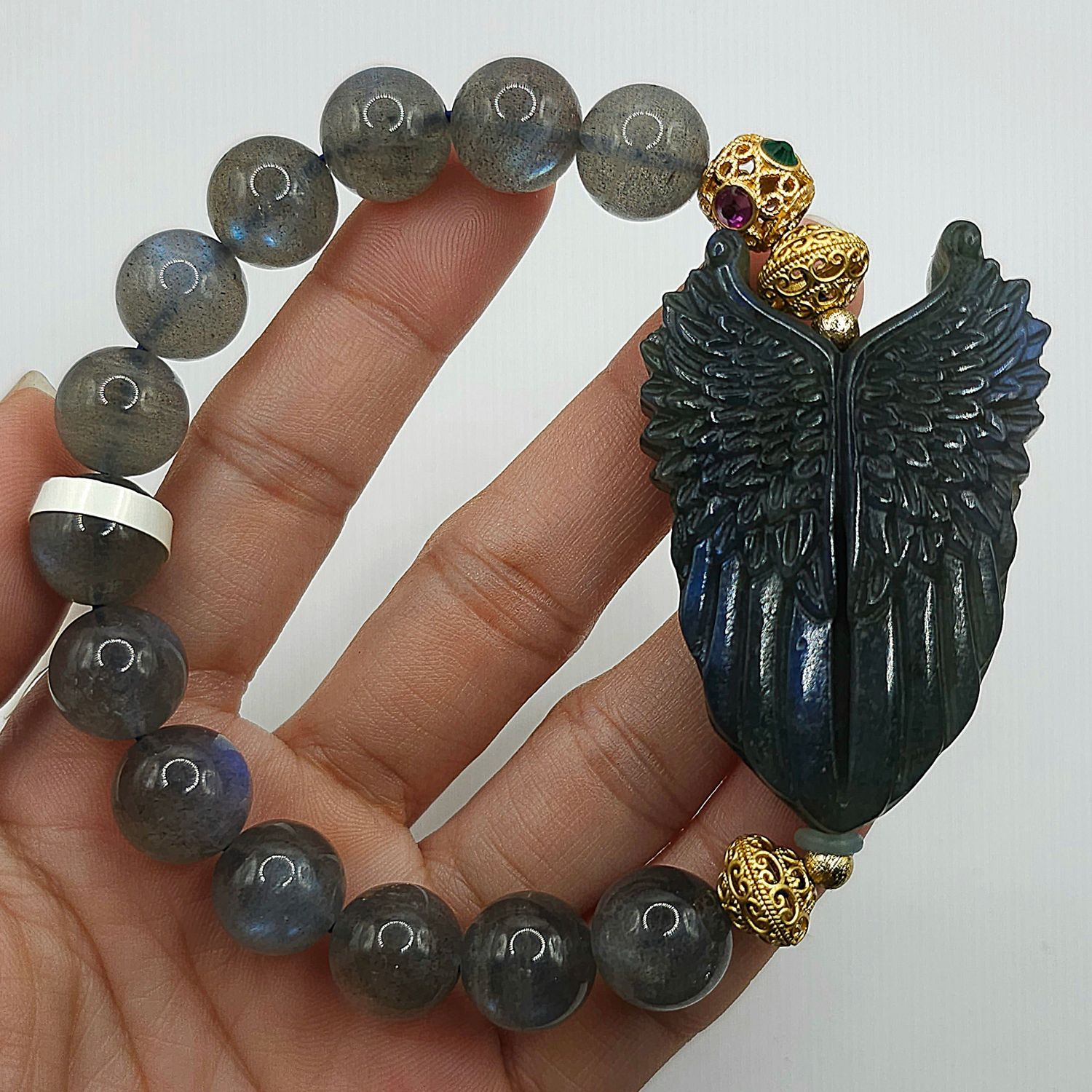 Natural Labradorite with Angel Wings