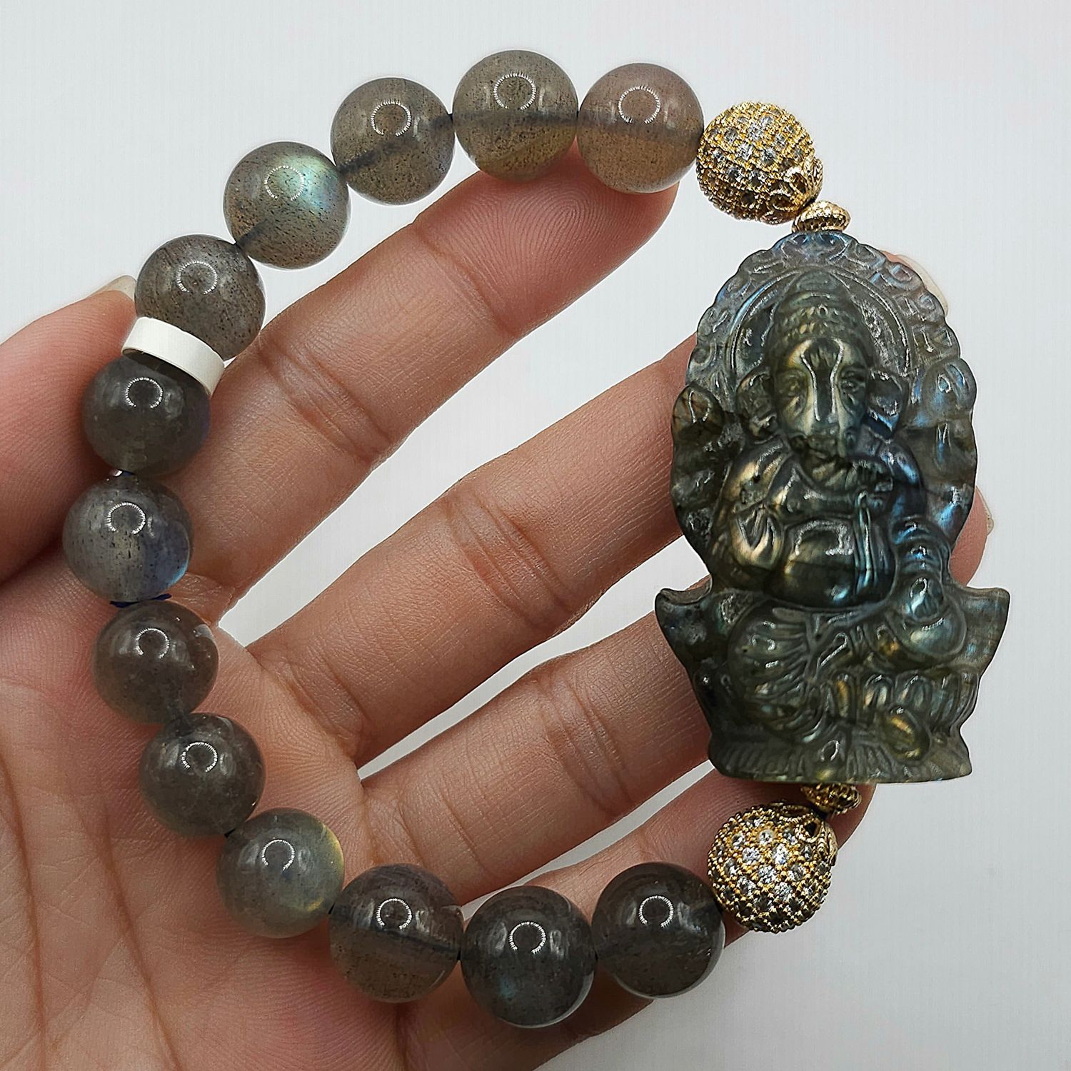 Natural Labradorite with Ganesha