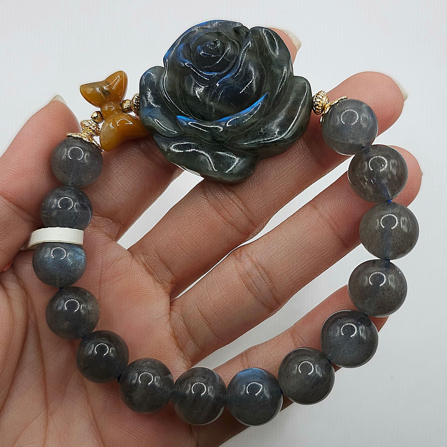 Natural Labradorite with Rose