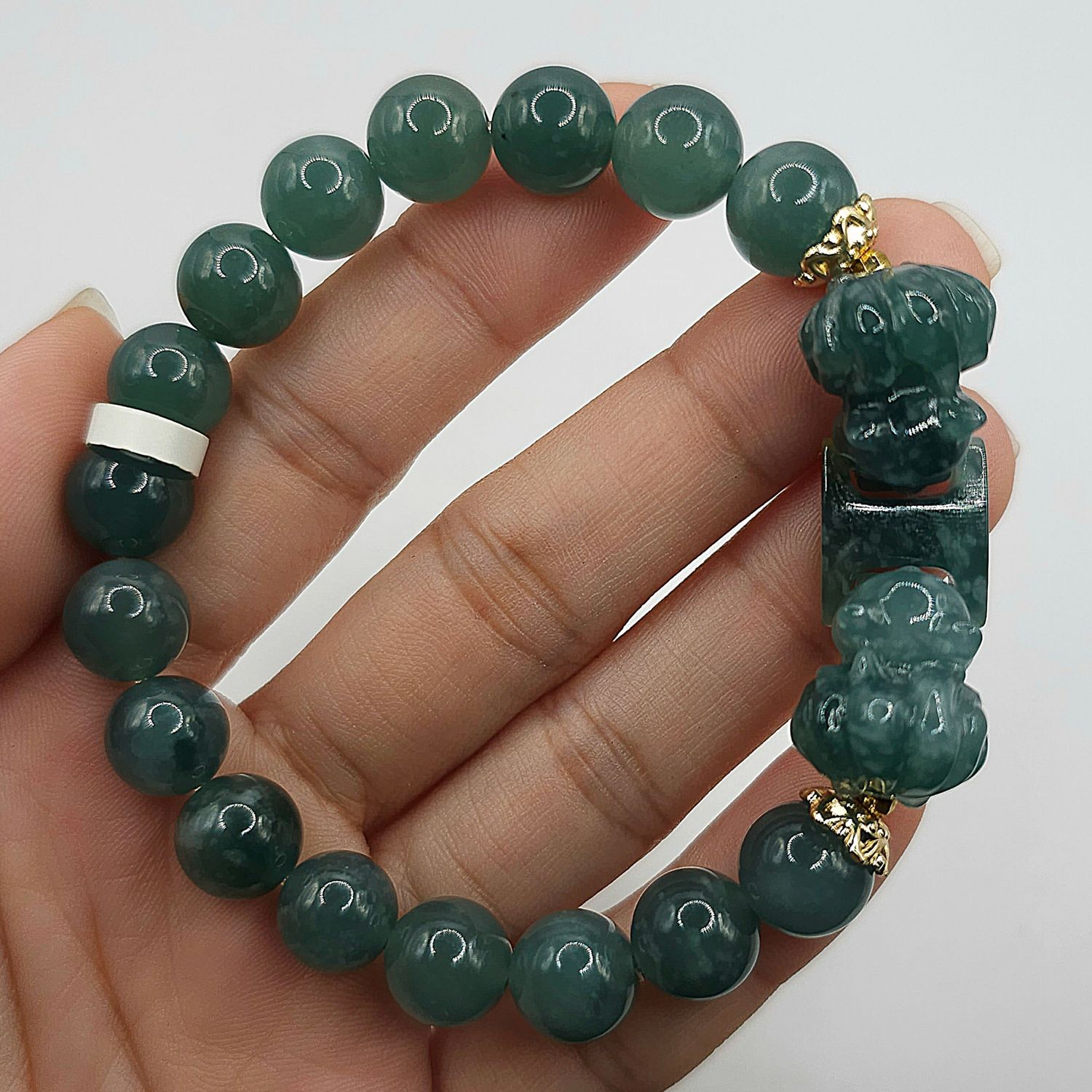 Natural Blue Water Jade with 9 Tail Fox