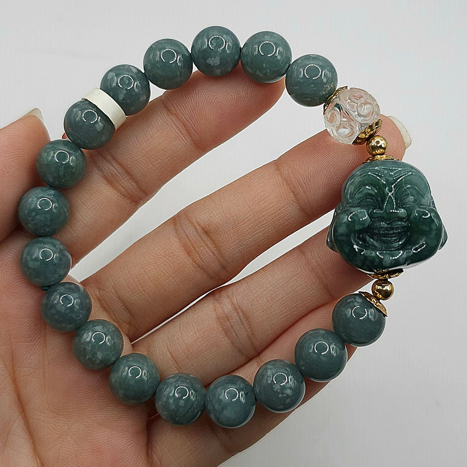 Natural Blue Water Jade with Buddha