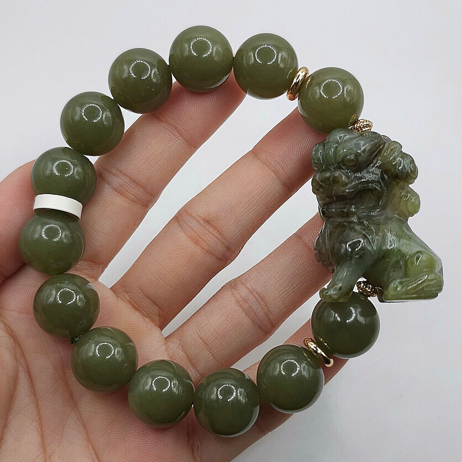 Natural Hetian Jade with Fu Dog